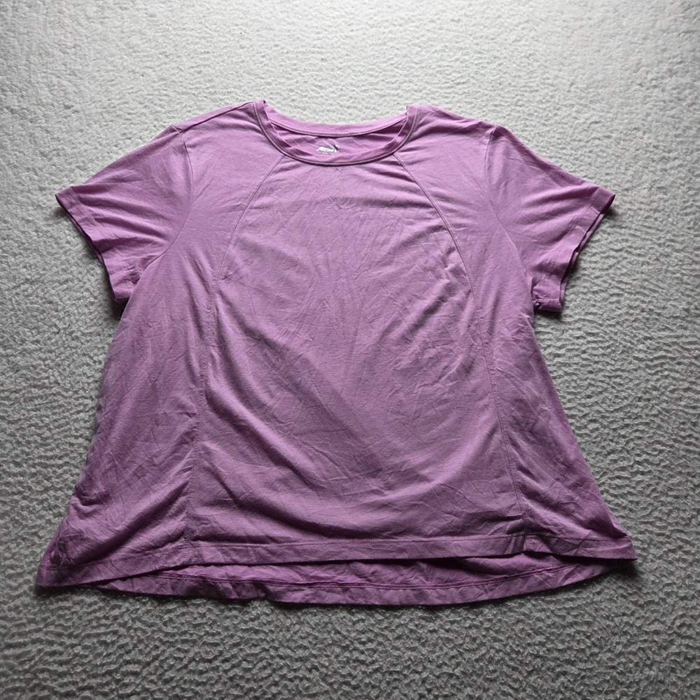 Avia Shirt Womens Plus 3X Purple Crew Neck Short Sleeve Stretch Athletic Top
